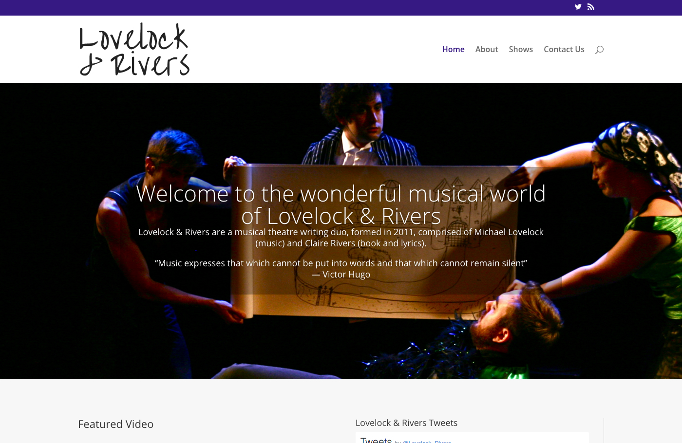 Lovelock Rivers - Musical Theatre Writers website design by Artsphere Creative